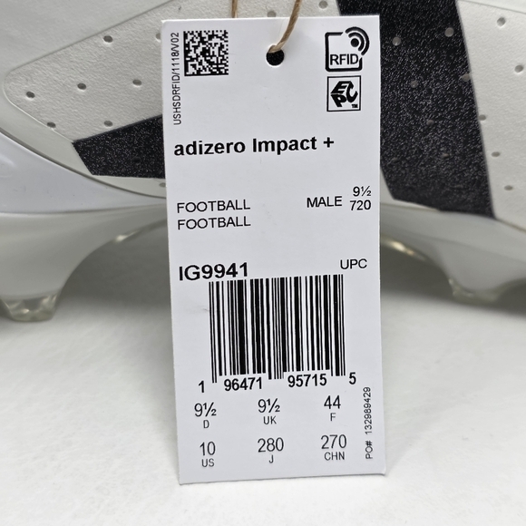 Adidas Adizero Impact+ Football Cleats White Silver IG9941 Men\'s Size 10 New main image 11